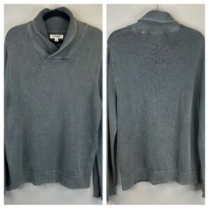 Goodthreads L Mens Light Gray Cowl Neck Sweater 100% Cotton Classic Preppy